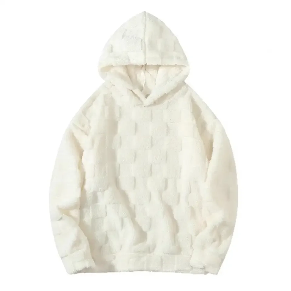 

Soft Men Hoodie Men's Plaid Hoodie with Warm Plush Lining Casual Fall Winter Pullover Sweatshirt for Comfort Style Breathable