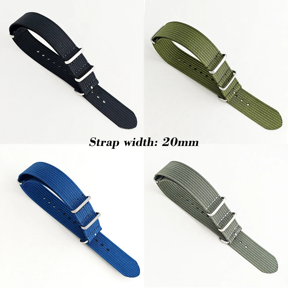 Nylon Watch Strap 20mm One-Piece Ribbed Suitable For Traditional Watches And Smart Watches Braid Ballistic Fabric Watchband