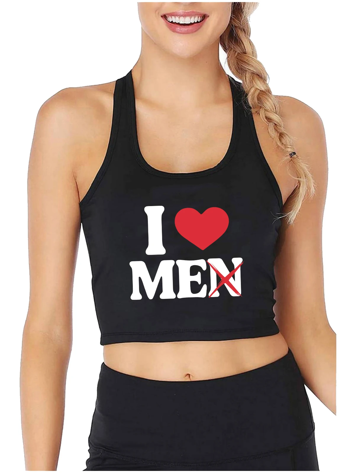 I Love Me ,Not Men Design Sexy Crop Top Hotwife Personalized Independence Confidence Style Tank Top I Love Myself Camisole