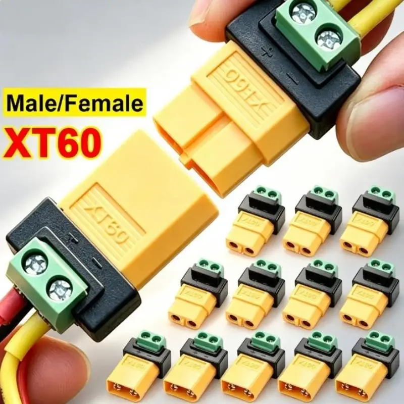 XT60 to 2Pin Terminal Male Female Adapter for Outdoor UAV Solar Panel RC Model Power System Setup Use
