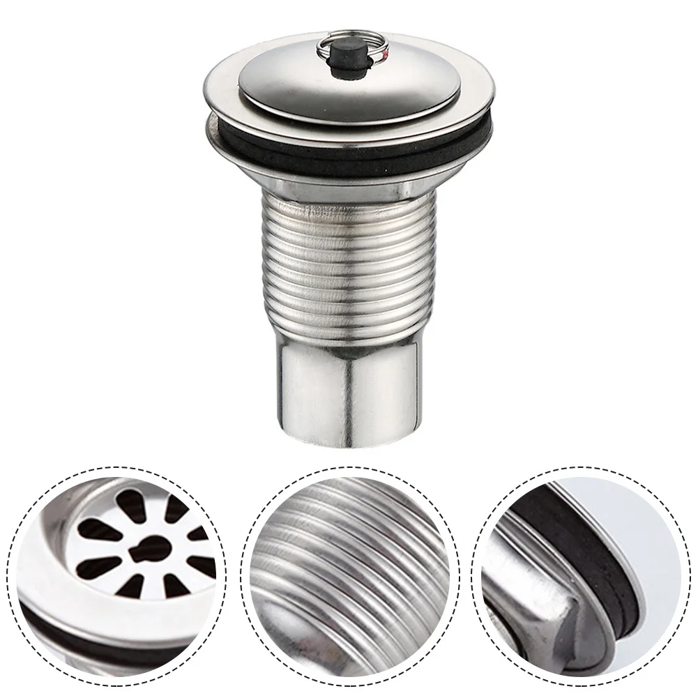 2pcs Kitchen Accessories Drain Filter Drain Button Easy To Install Stainless Steel Waste Stopper For Bathroom Pool Sink