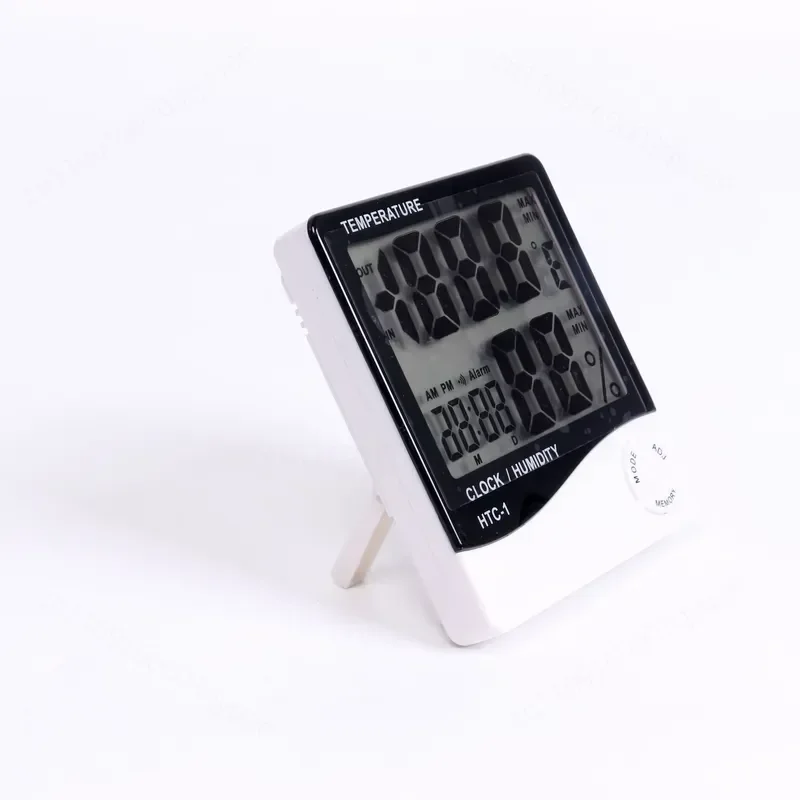 for HTC-1 Digital Display Temperature Humidity Clock Indoor Thermometer Hygrometer Large Screen Perpetual Calendar Home