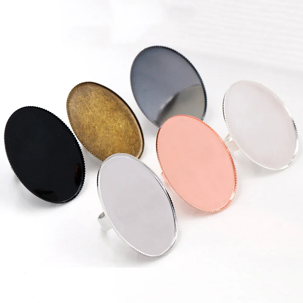 30x40mm 13x18mm 18x25mm 8 Colors Plated Brass Oval Adjustable Ring Settings Blank/Base,Fit 30x40mm Glass Cabochons