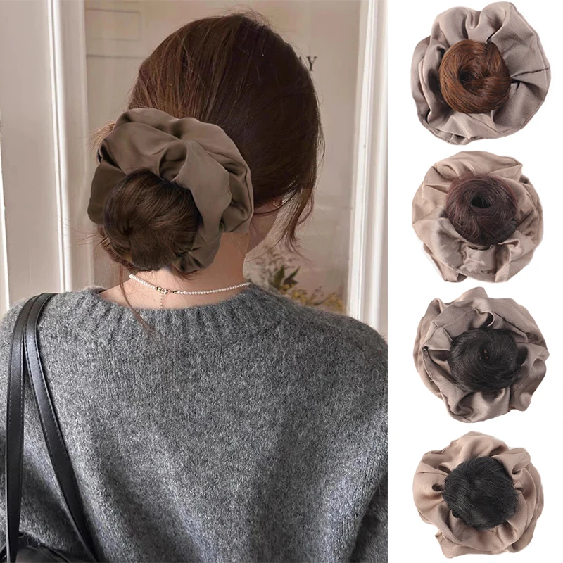 Diadema de moño de estilo perezoso, peluca con clip, accesorio para el cabello, diadema, peluca sintética de pelo trenzado, naturalmente adecuada para reuniones diarias