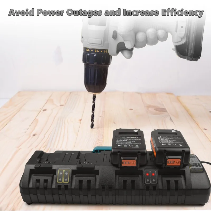 HAKSINKY 4-port Battery Charger Lithium Battery Fast Charger Features Charging Protection Compatible for DL 14.4–18V Batteries