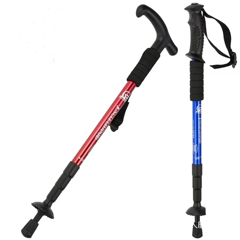 Telescopic 4-section Aluminum Alloy Walking Stick For Camping Portable Folding Trekking Poles Ultralight  Senior Crutches