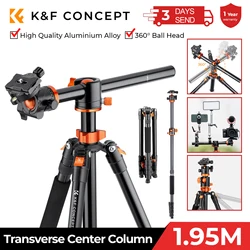 K&F Concept Travel Aluminium Camera Tripod with Transverse Center Column 72