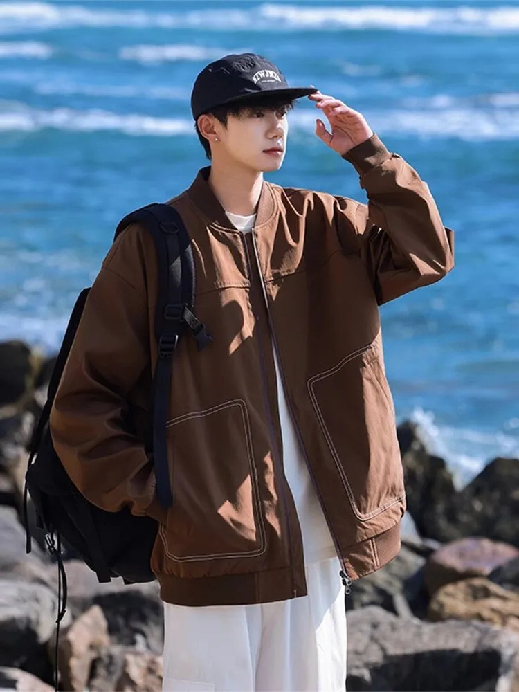 

Мужская повседневная куртка-пилот в американском стиле, весенне-осенняя, модная, брендовая, стильная, для отдыха, с декоративной молнией