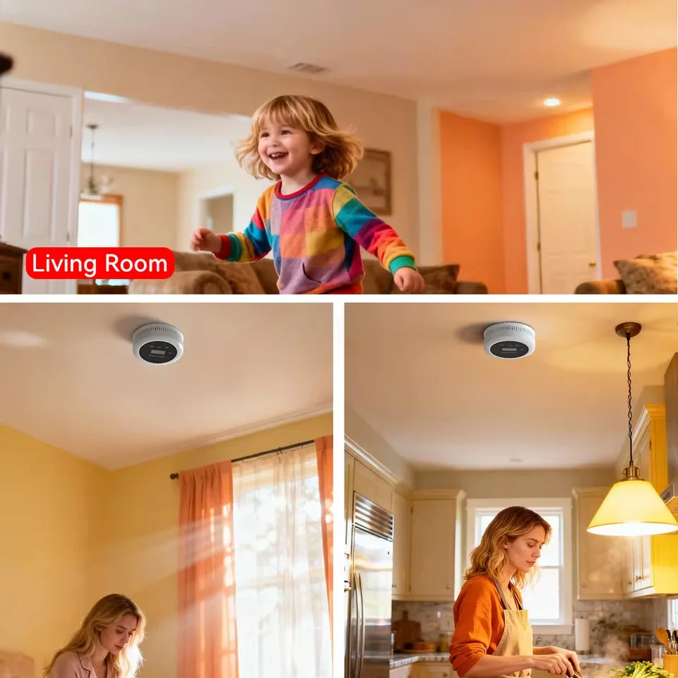 2 in 1 Smoke Detector Carbon Monoxide Alarm Home Security Protection Fire Smoke Alarm Sensor 85dB CO Detector Residential