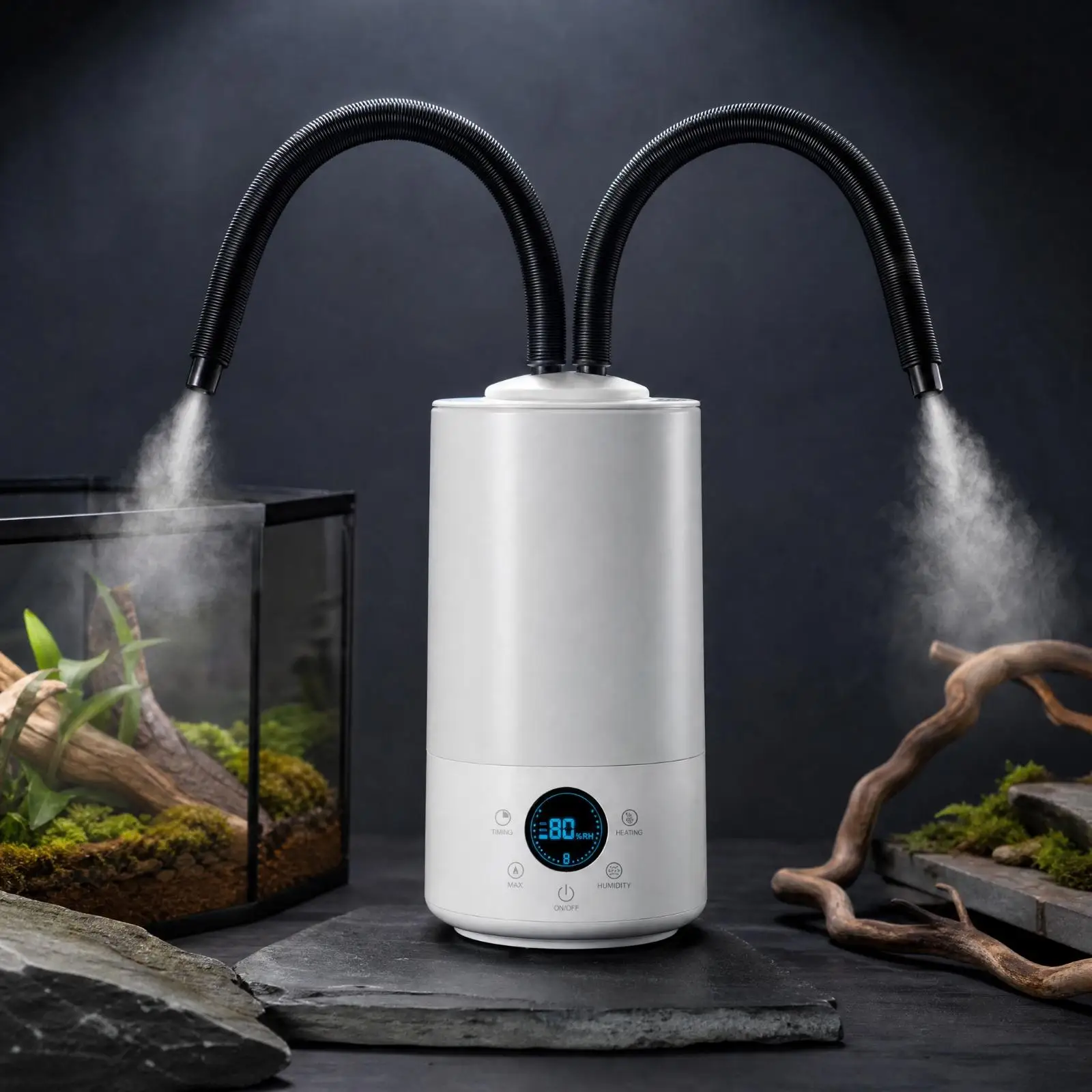 Tabletop Reptile Humidifier 4L with Mist Control and Timer for Terrarium Use in Small Bedrooms and Living Rooms