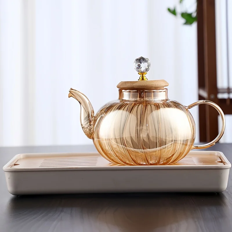 

1pc, Glass Teapot, Heat Resistant Glass Tea Pot, Summer Winter Drinkware,1000ml