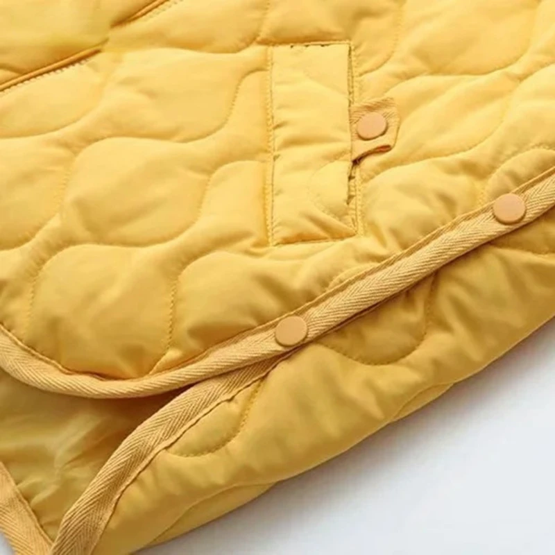 Dames Kleding Korte Parka XL-4XL Herfst Winter Dun Gewatteerd Jasje Warm Eenvoudig Losse Knopen Split Aan Beide Zijden Gewatteerde Jas