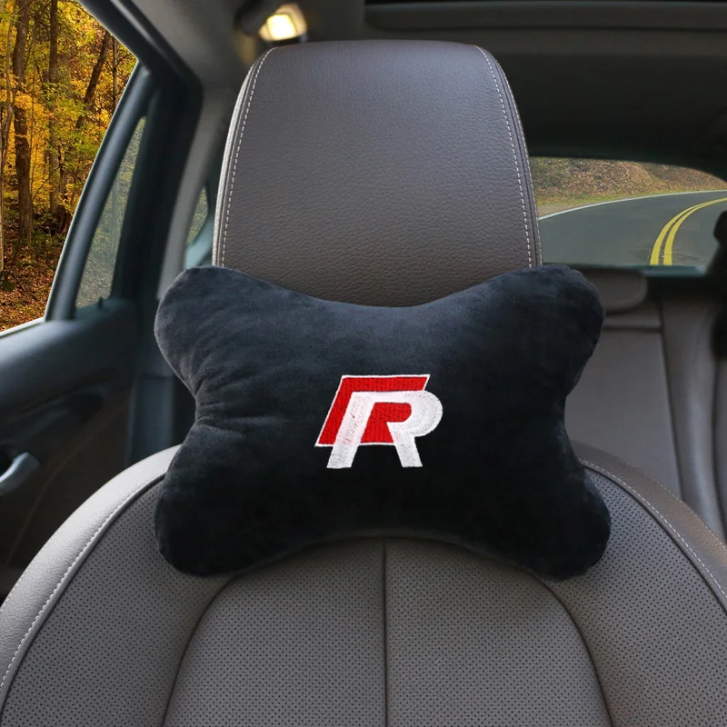 Car Auto Seat Head Neck Rest Cushion Headrest Pillow Pad for Volkswagen Passat Golf Jetta Bora Polo Valve Caps HECA-G502