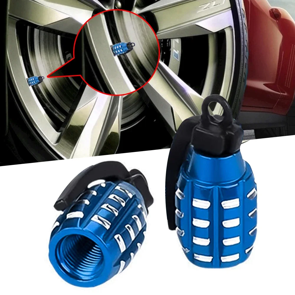 2Pcs Aluminum Car Tire Valve Cap Grenade Alloy Tyre Cover Air Dust  Truck Bike Wheel Rim Accessories Decoration Caps Tools Parts