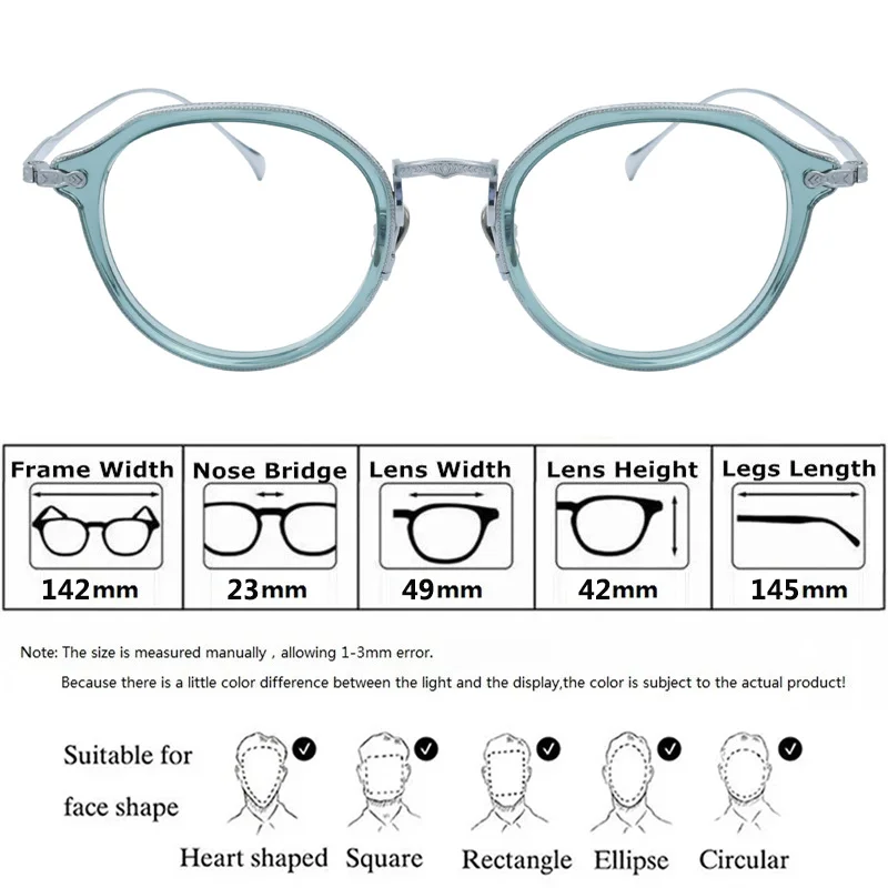الموضة اليابانية اليدوية نظارات بمادة الخلات الإطار LO-09 الرجال النساء مشهد مستدير الرجعية نظارات عالية الجودة الأخضر الوردي النظارات