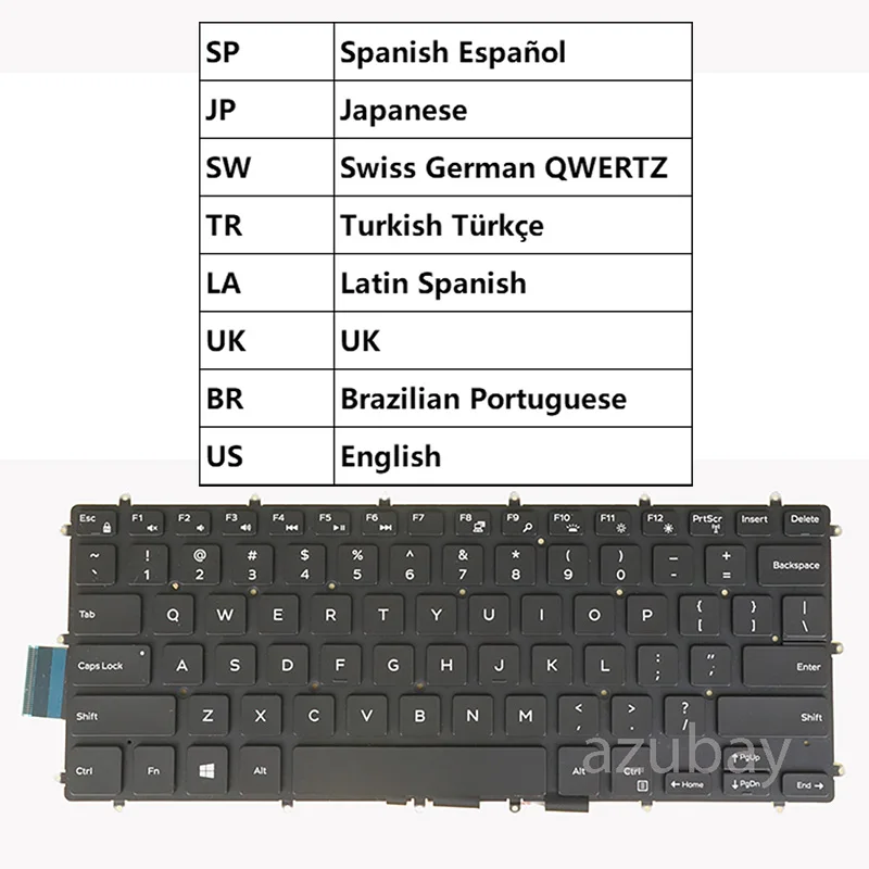 

Keyboard for Dell Vostro 14- 5468 5471 3480 3481 3490 3491 5370 0M9DMK NSK-EB0BC 1D UK US Latin Spanish Turkish Swiss Japanese