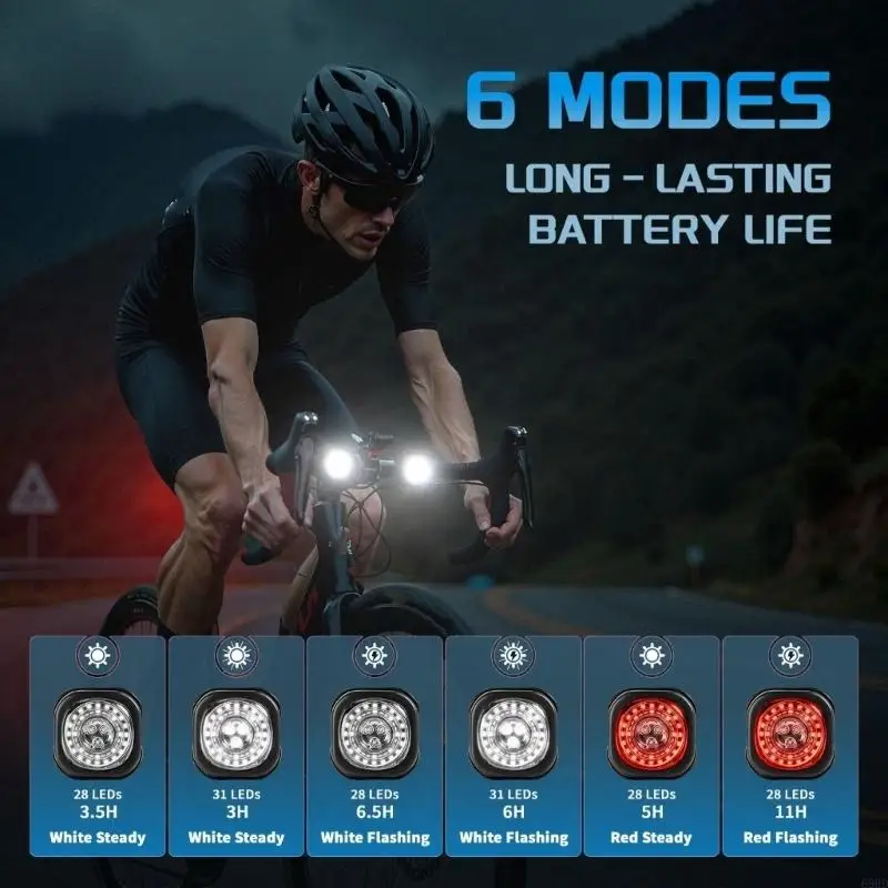 

USB Rechargeable Bicycles Tail Light Double Flashing Warning Light Remotes Control Bike Taillight for Safe Driving 69HD