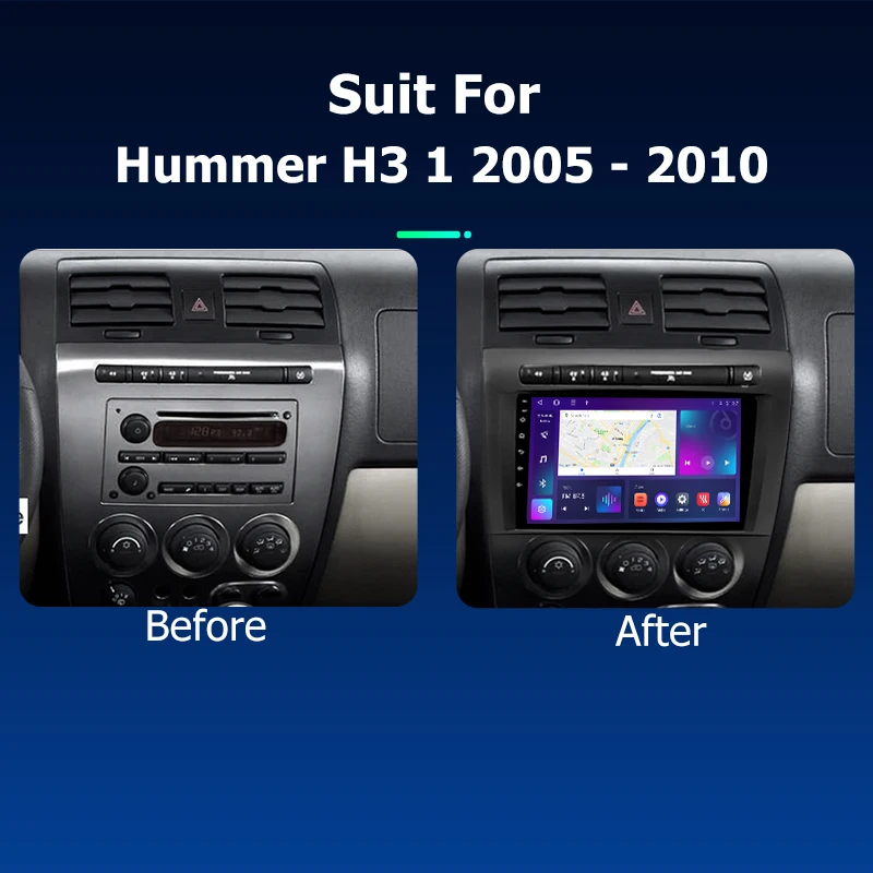9'' Android 12.0 Car Radio for Hummer H3 1 2005 - 2010 GPS Navigation Multimedia Player Carplay Stereo Head Unit