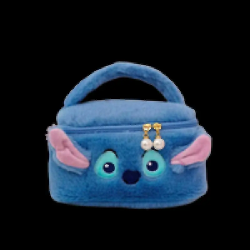 Disney Stitch Makeup Bags for Women Lilo and Stitch Portable Bucket Bag Girls Large Capacity Travel Storage Bags Plush Handbag