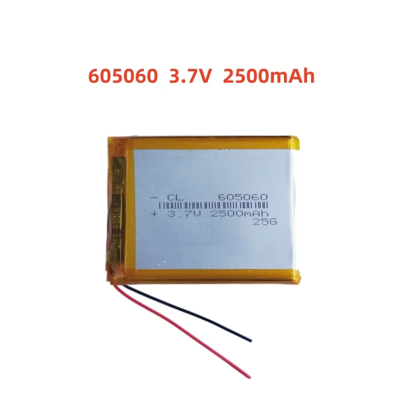 3.7V 2500mAh Rechargeable 3 Wires NTC Thermistor Polymer Li Battery 605060 For GPS Sat Nav Bluetooth Speaker LED Light DashCam