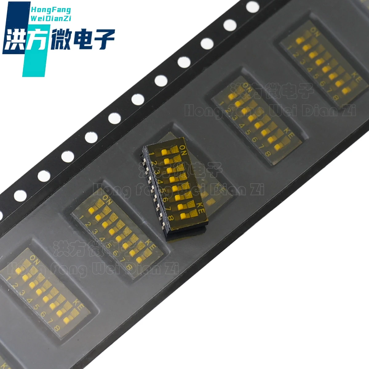 

5PCS original,dial switch,1.27mm spacing,KE，SMD(J-pin)inward bend,foot wrapping,gold plating,8-position switch,model:DSHP08TJGER