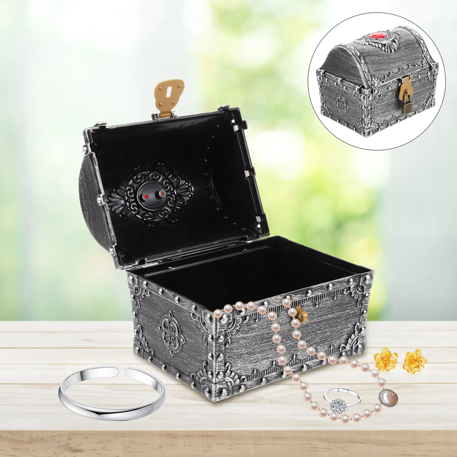 Schatzkiste Requisiten Piratentruhe Mini Souvenir Dekoboxen Kunststoff mit Schlüssel
