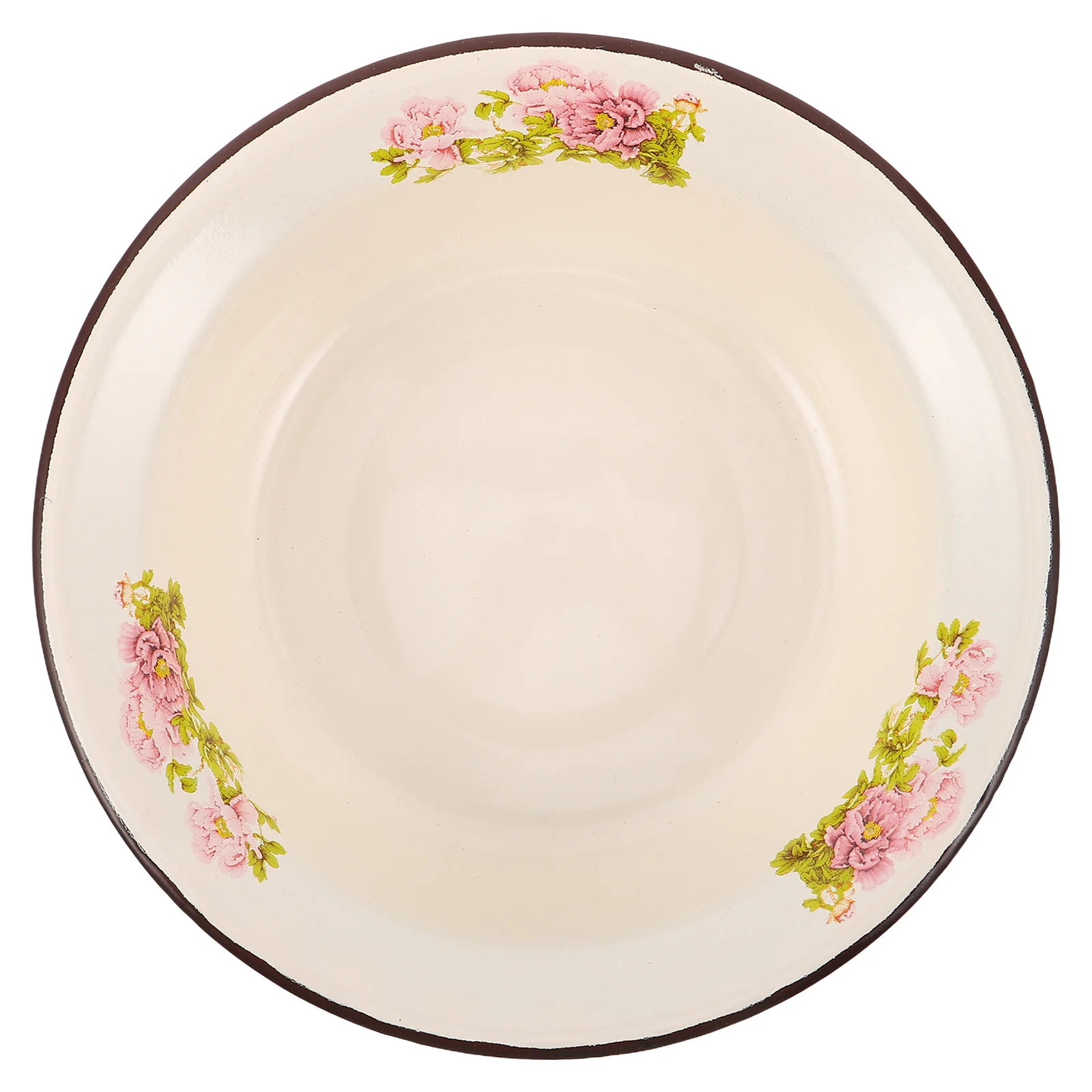 

7.86 Inch Deep Vintage Enamel Bowl Thickened Soup Noodle Pasta Salad Serving Dish Floral Pattern Retro Mixing Basin Kitchen