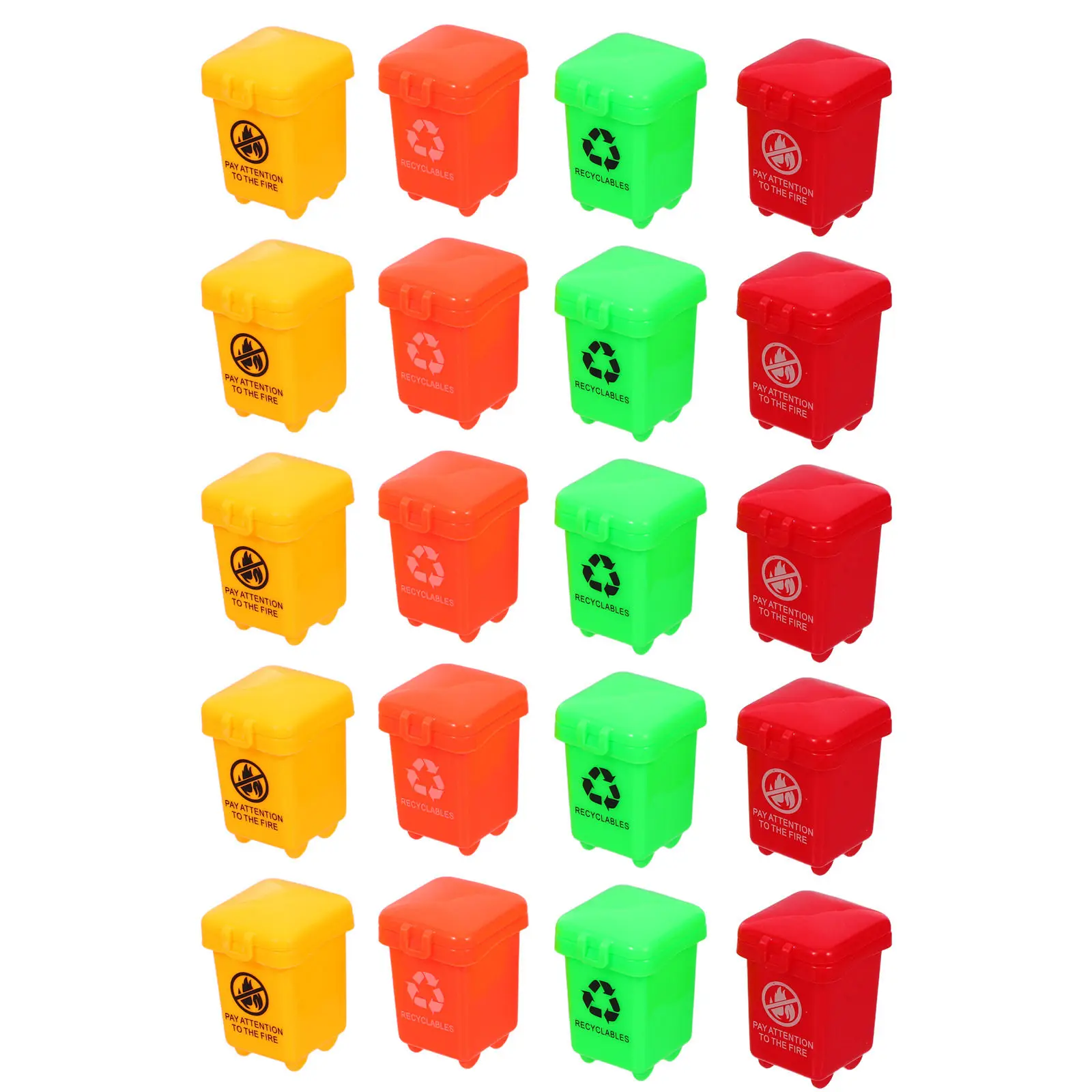 20Pcs Mini Garbage Cans Set Small Plastic Trash Bins Lids Environmental Sorting Game for Kids Recycling Cleanup Activity