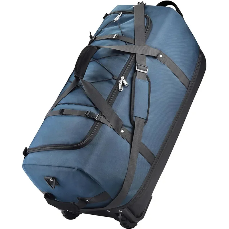 Expandable Soft Shell Rolling Luggage Bag with Telescopic Handle Foldable Travel Trolley Suitcase for Short Trips Storage