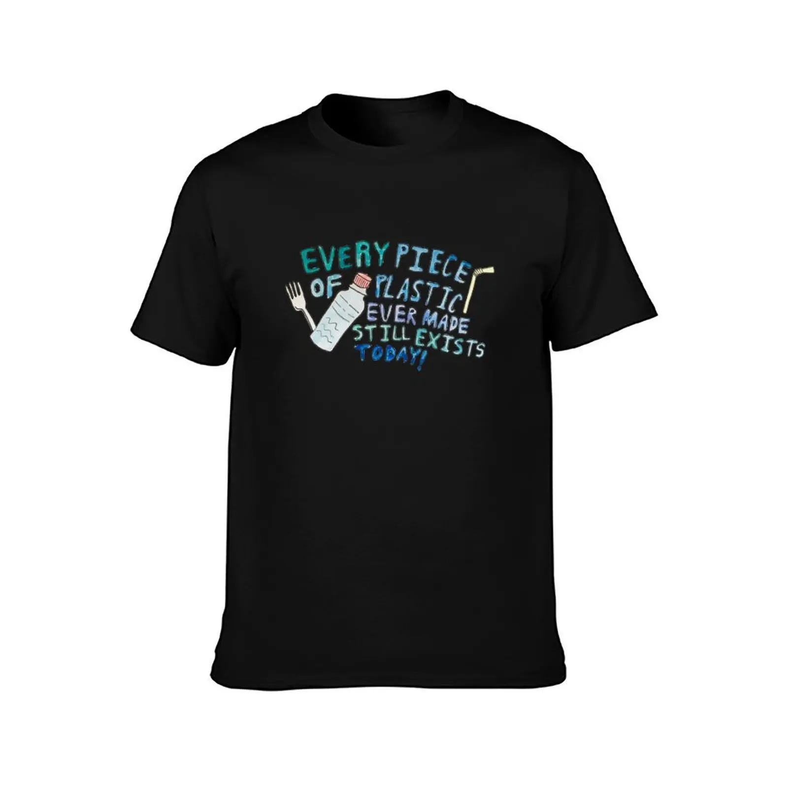 Plastic Awareness T-Shirt, Summer Casual Cotton Tee, Oversized Streetwear Tops, Vintage Graphic Print, Loose Fit Short Sleeve