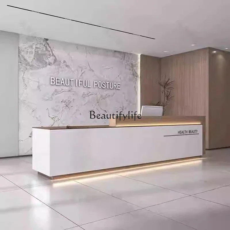 

yj19 Simple Modern Beauty Salon Cashier Counter Company Structure Lacquered Hotel Lobby Counter