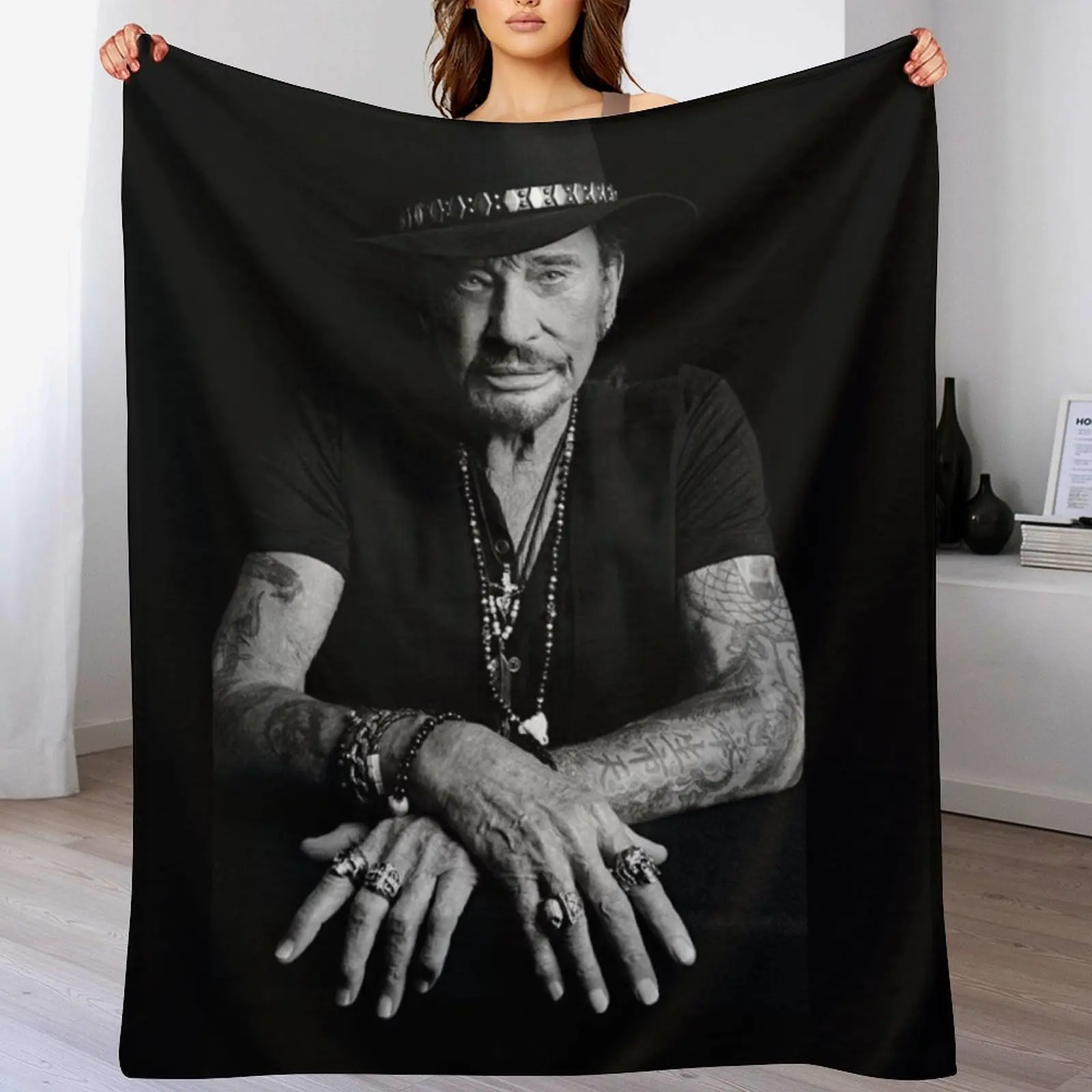 

Johnny Hallyday Throw Blanket Picnic blankets ands Tourist Beach Blankets