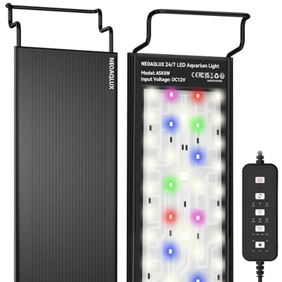 

24/7 LED Aquarium Light Plant and Fish, 12-Color and Gradient and Full Spectrum with Auto On/Off, Brightness, Sunrise-Daylight-