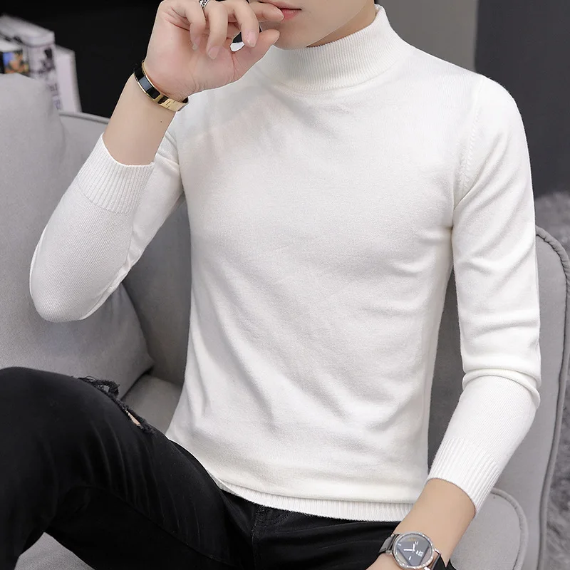 

Men's Thin Knitted f High Collar Sweater Casual Sle Comfortable Breathable Long Sve Base irt for Autumn And Winter