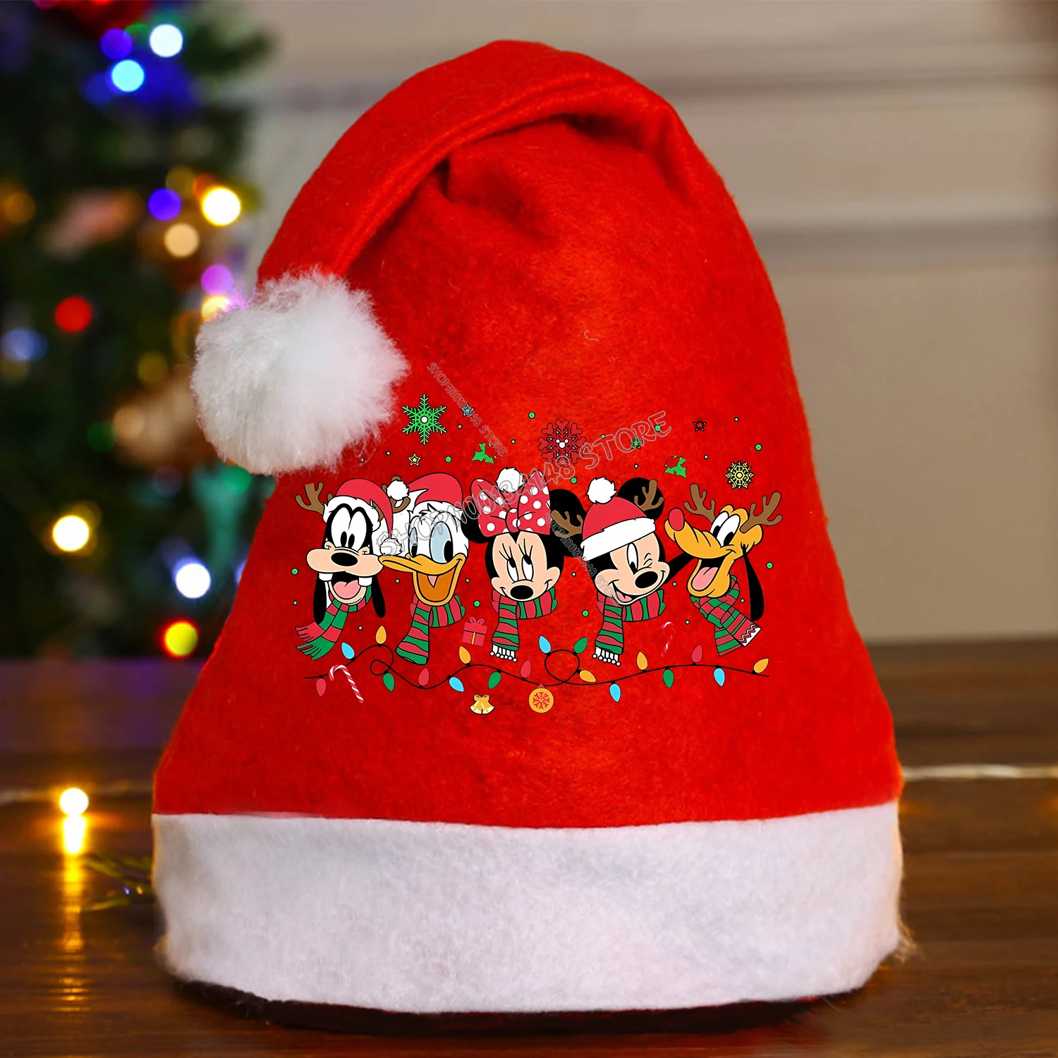 디즈니 미키 마우스 크리스마스 모자 휴일 파티 용품 모자 만화 영화 파생 주변 장치 장식 어린이 선물 가방