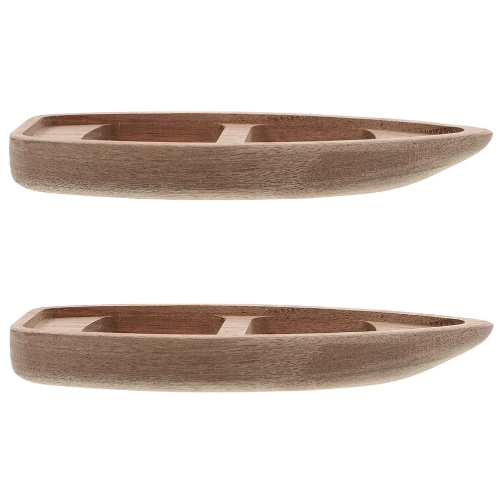 2 Piezas de Barcos de Madera en Miniatura, Decoración Rústica Hecha a Mano, Estilo Náutico para Sala de Estar, Oficina, Escritorio, Estante, Mesa