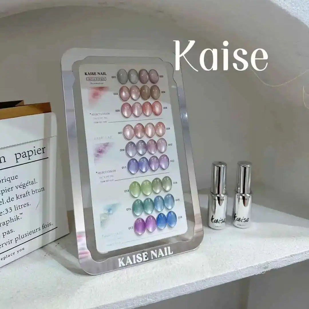kaise 18pcs/set Ice Cream Cat Eye Gel Nail Polish Set With Color Gel Card Magnetic Gel Varnish UV LED Soak Off Gel Lacquer 15ml