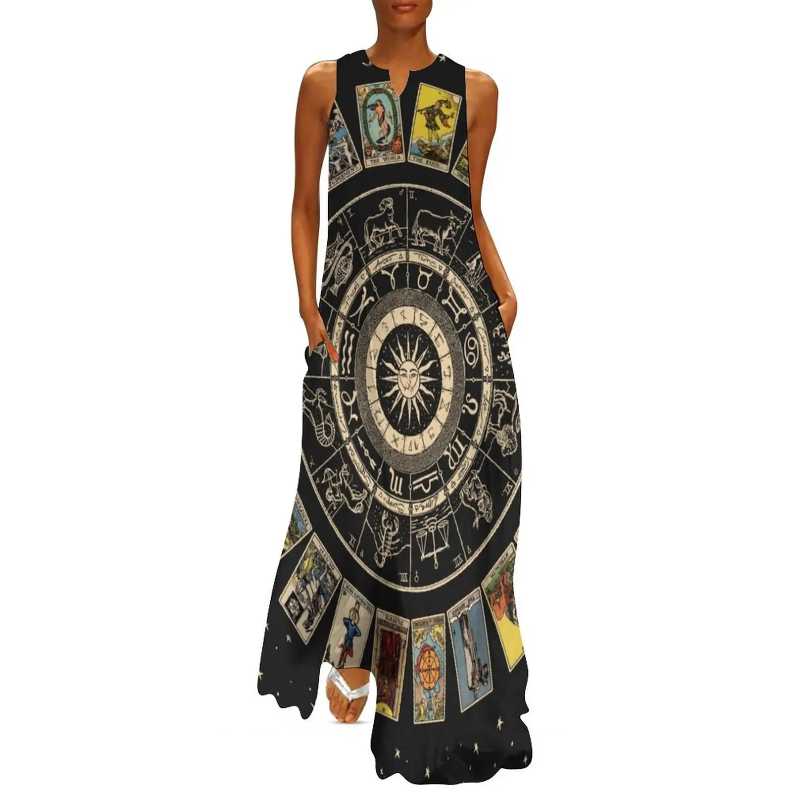 

Wheel of the Zodiac, Astrology Chart and the Major Arcana Tarot Long Dress summer dress daily dresses ladies 2025 summer Dress