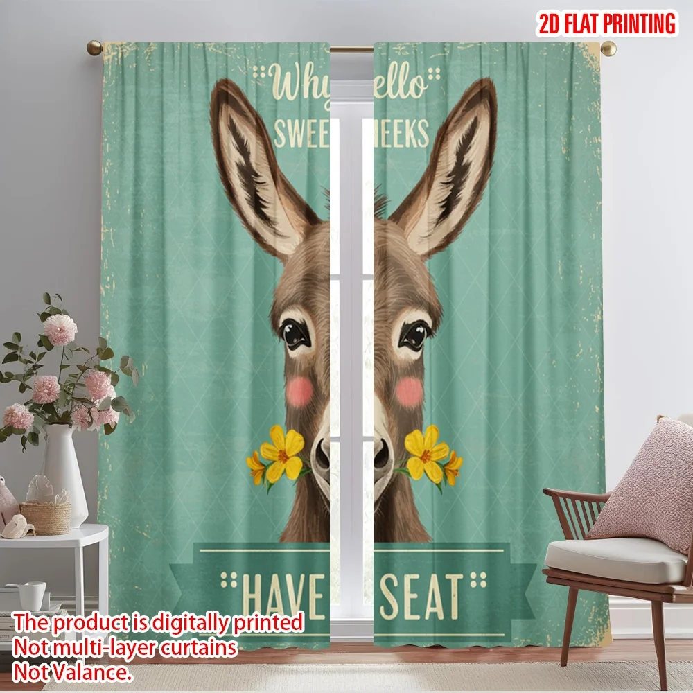 

2pcs 2D flat printing Window Drapes Why Hello Sweet Cheeks Have Seat 100% Polyester Without Electricity All Season Party &