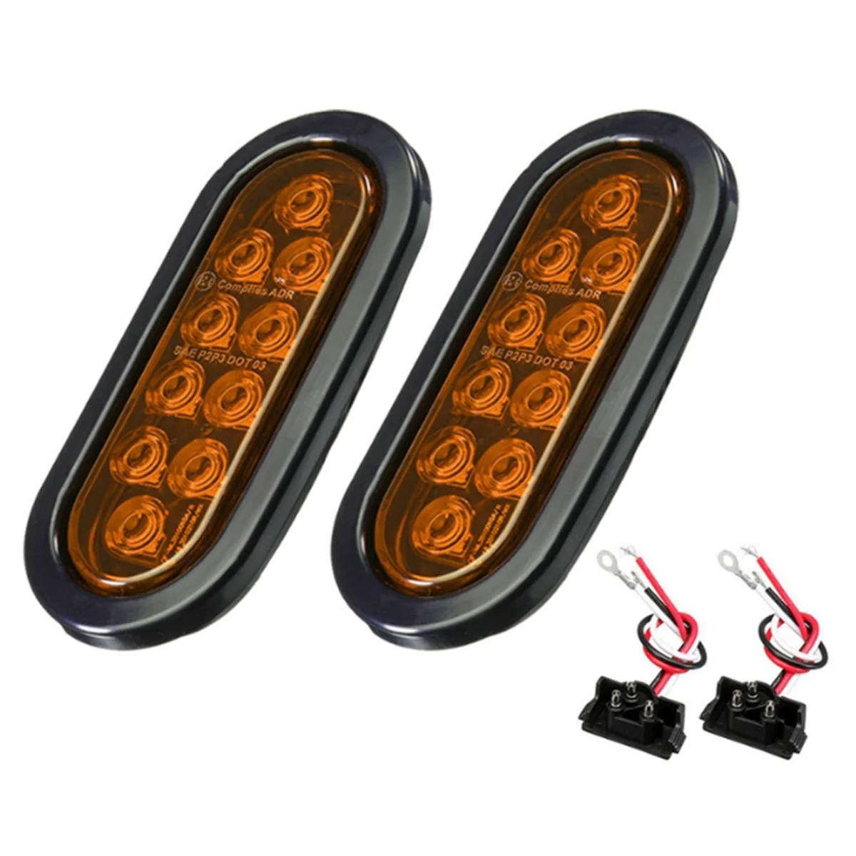 Araba Oval 10LED ampuller fren lambaları Plug12V dönüş ile çoğu otomobil kamyon römork için sinyal ışıkları evrensel sarı