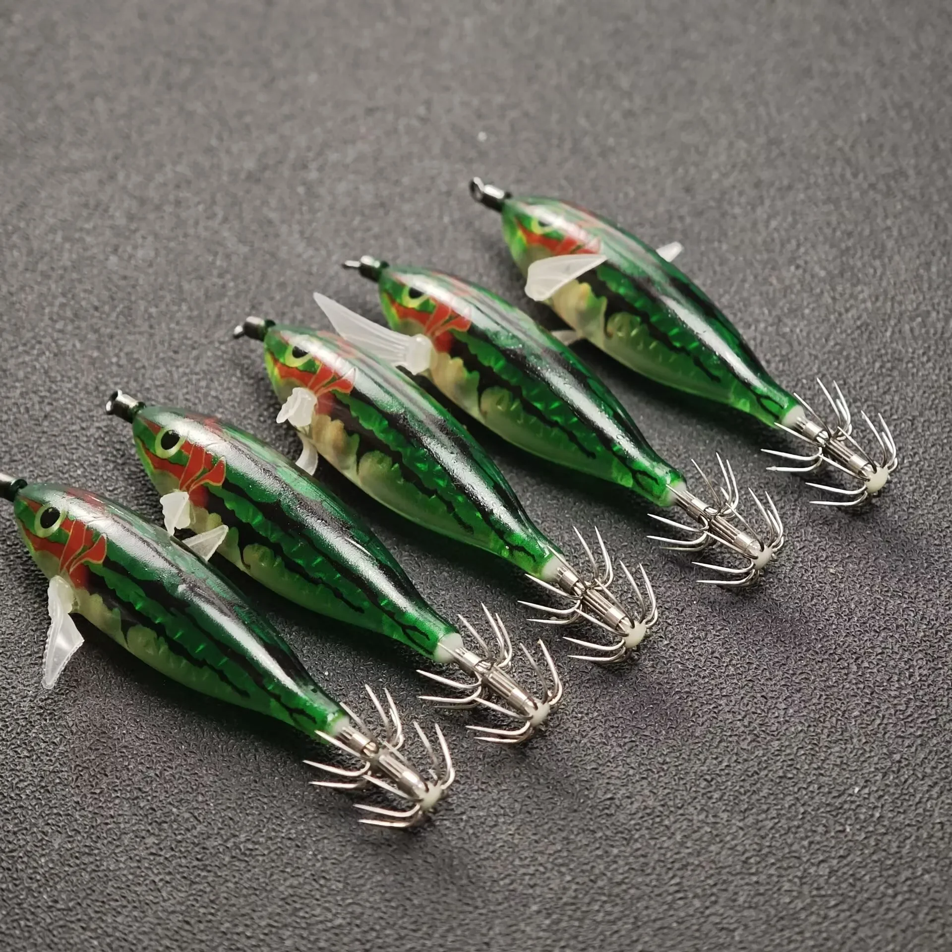 22 Stück/Set Leuchtende Tintenfisch-Jigs 8cm/5,7g Garnelen-Angelköder mit Haken Meeresfischerei-Zubehör Künstlicher Köder Oktopus-Köder – Detail 2
