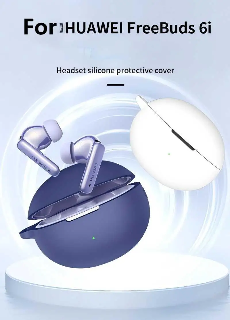 Silicone Protective Case for Huawei FreeBuds 6i 5i Wireless Shockproof Anti-Scratch Headphone Protector With Hook Sleeve