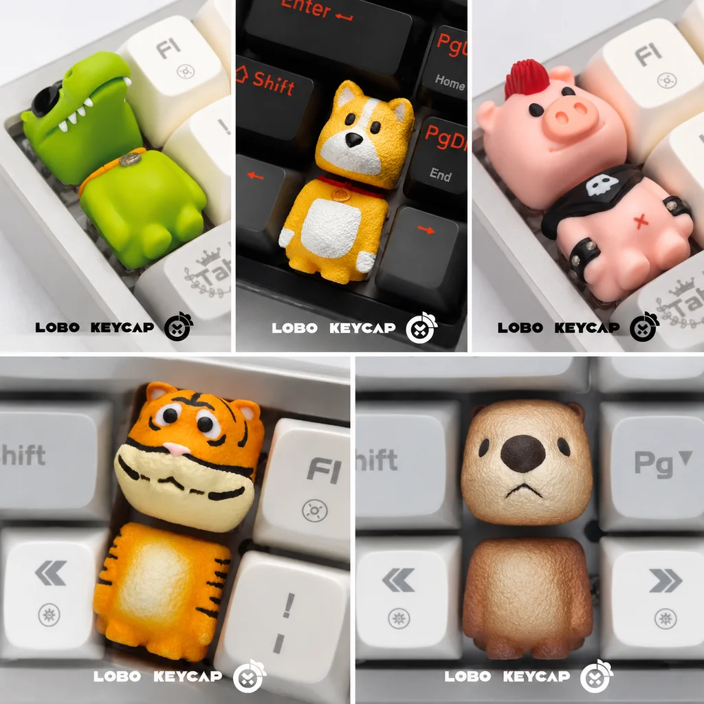 Animal Party Crocodile Otta Nemo Artisan Keycap Pressable Resin Custom Keycap for Mechanical Keyboard Cherry MX ESC OEM R4 Gift