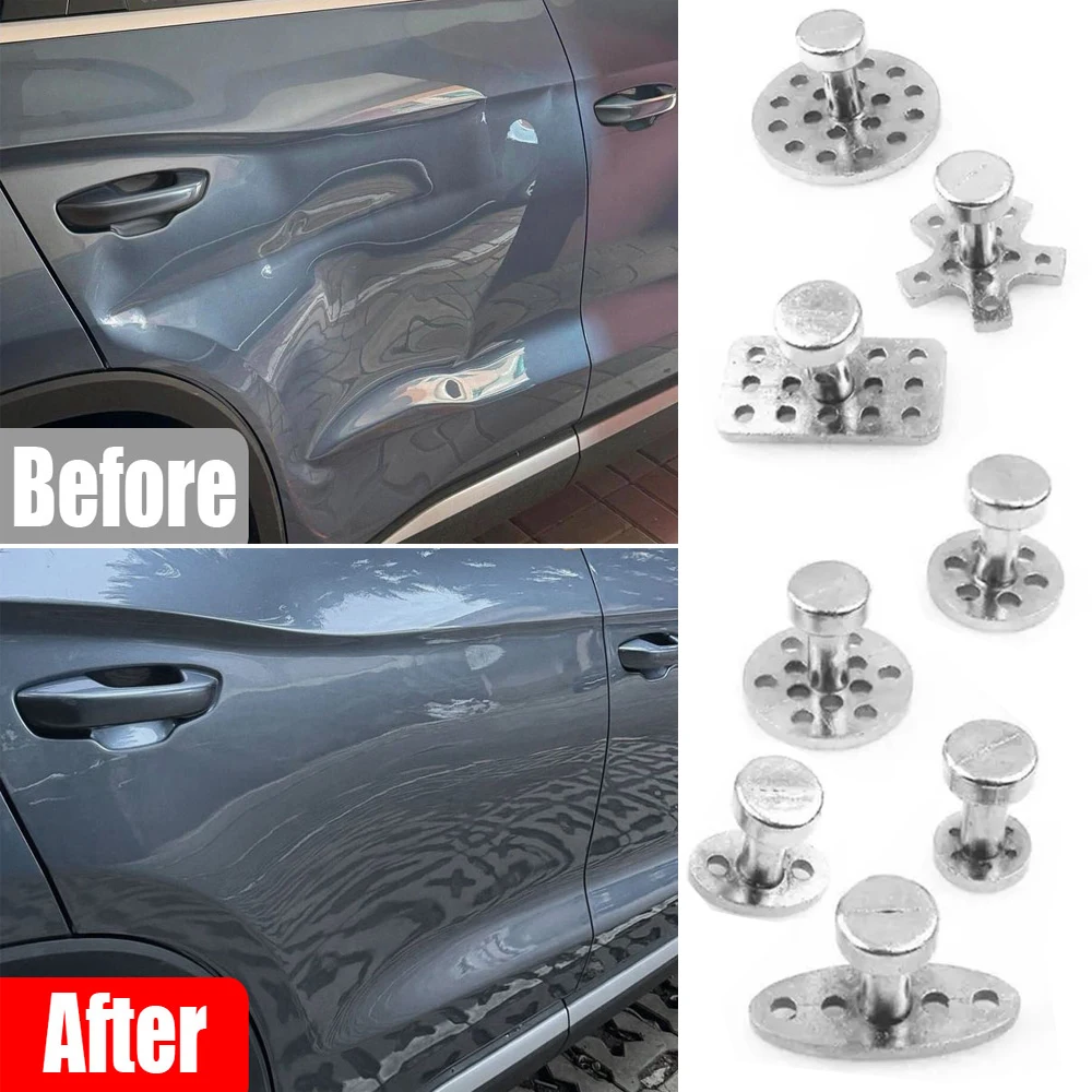 

8 шт. автоаксессуары для кузова автомобиля, без покраски, ручка на присоске, набор инструментов для ремонта, алюминиевая ручка, съемник для удаления вмятин, набор клеевых вкладок