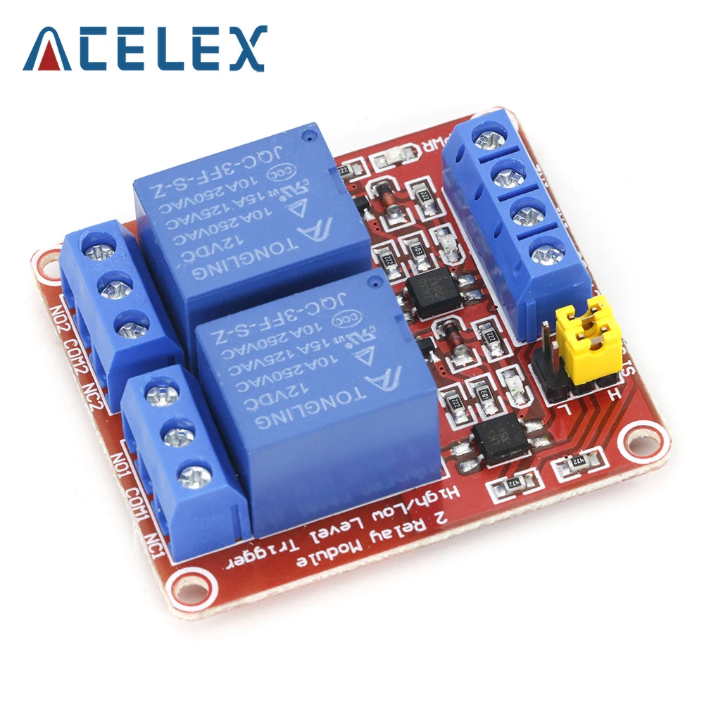 2 Channel 5V/12V/24V relay module with optical coupling isolation support high and low level trigger Two-way relay module