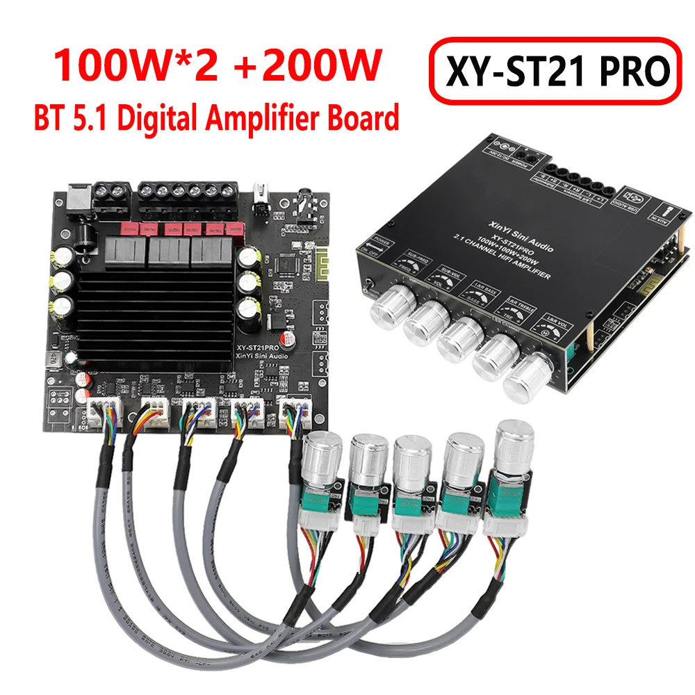 XY-ST21PRO 100W+100W+200W Subwoofer 2.1 Channel Amplifier Board Bluetooth-compatib5.2 TPA3221 Chip Support AUX U Disk Sound Card