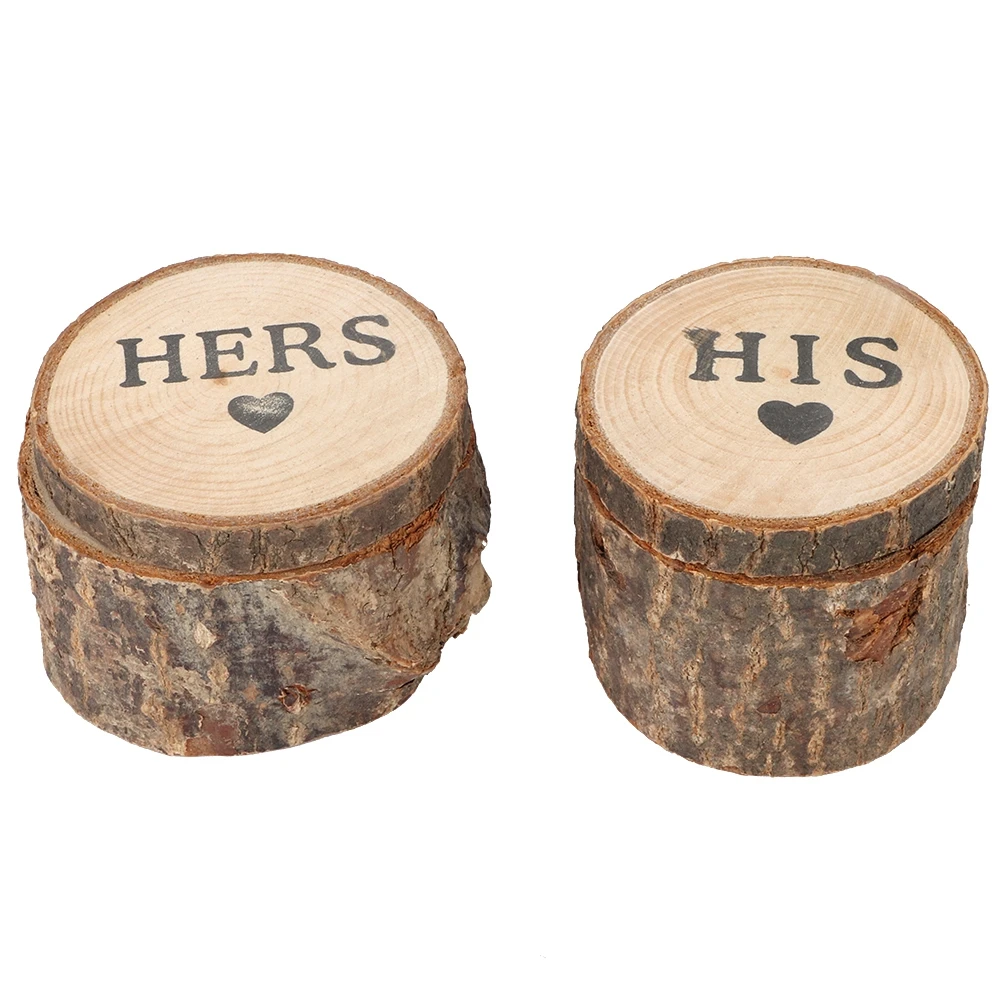 2Pcs Retro Wedding Ring Box Container Unique Ring Jewelry Holder Storage Case