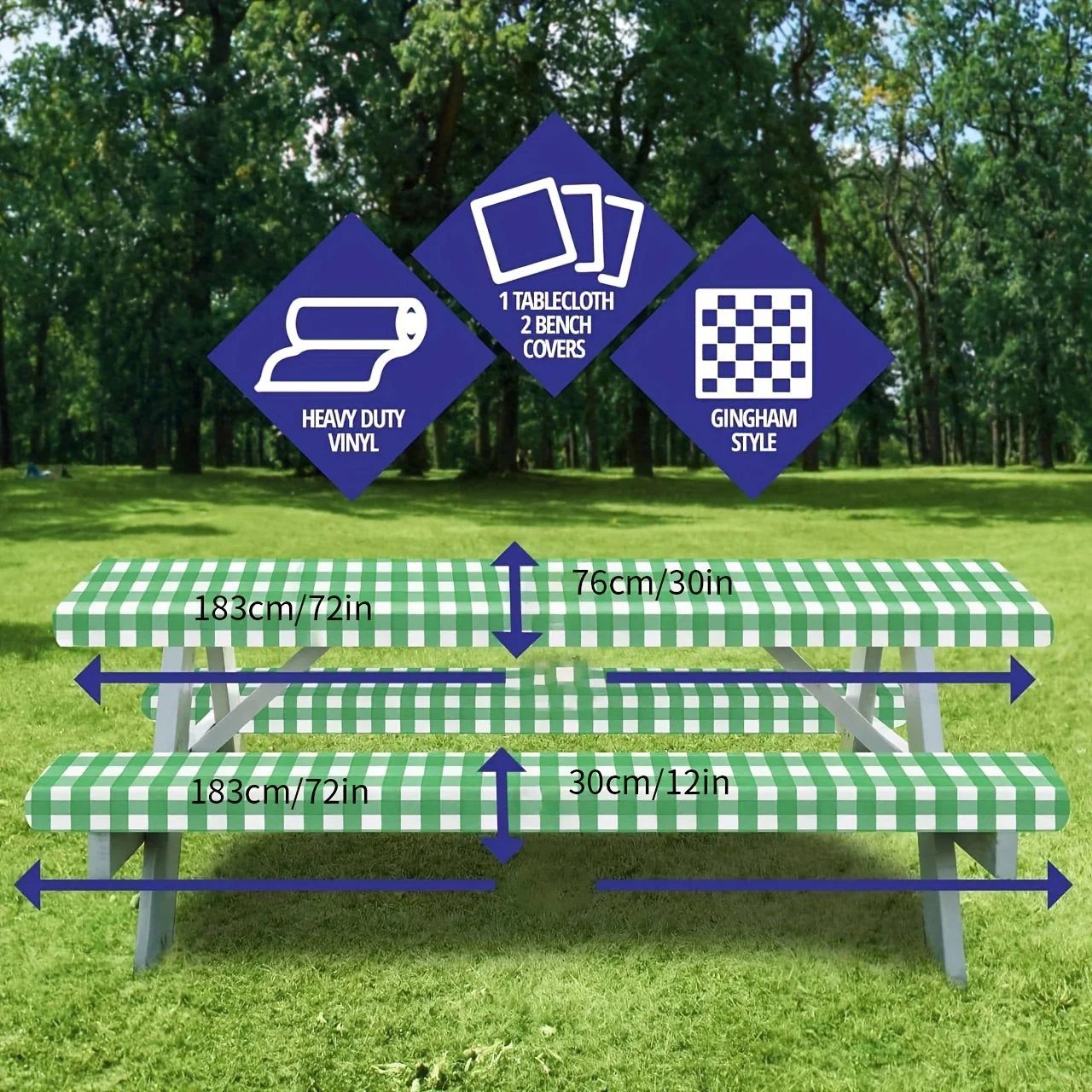 3pcs Waterproof and Dustproof Garden Tablecloth Set - Rectangle Polyster Tablecover for Party, Picnic, and Dinner Decoration