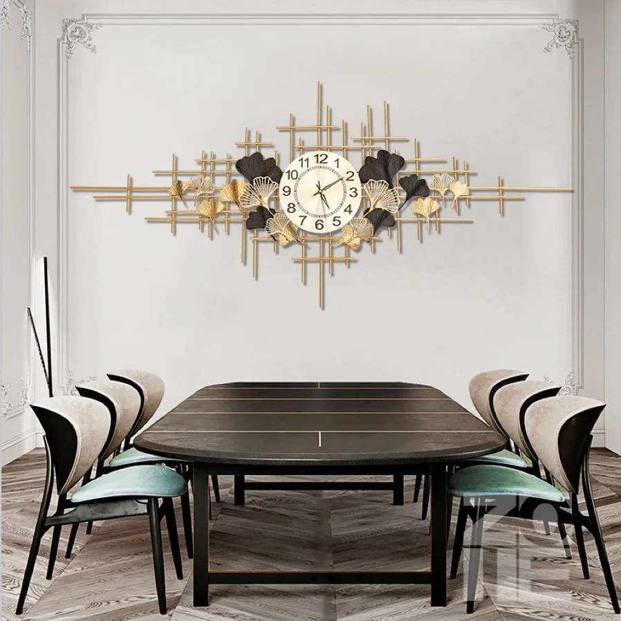 Wall clock collection dining room living room modern light luxury decorative clocks dining room wrought iron clock hanging paint