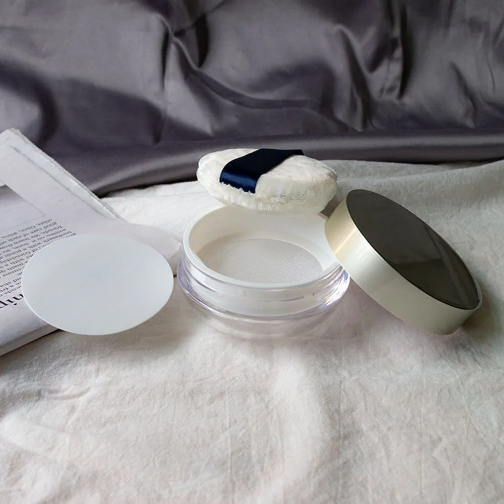 1Pcs Lose Pulver Box Tragbare Kompakte Kosmetik Fall Luftdichten Deckel Elastische Mesh Puderquaste Halter für Foundation Rouge